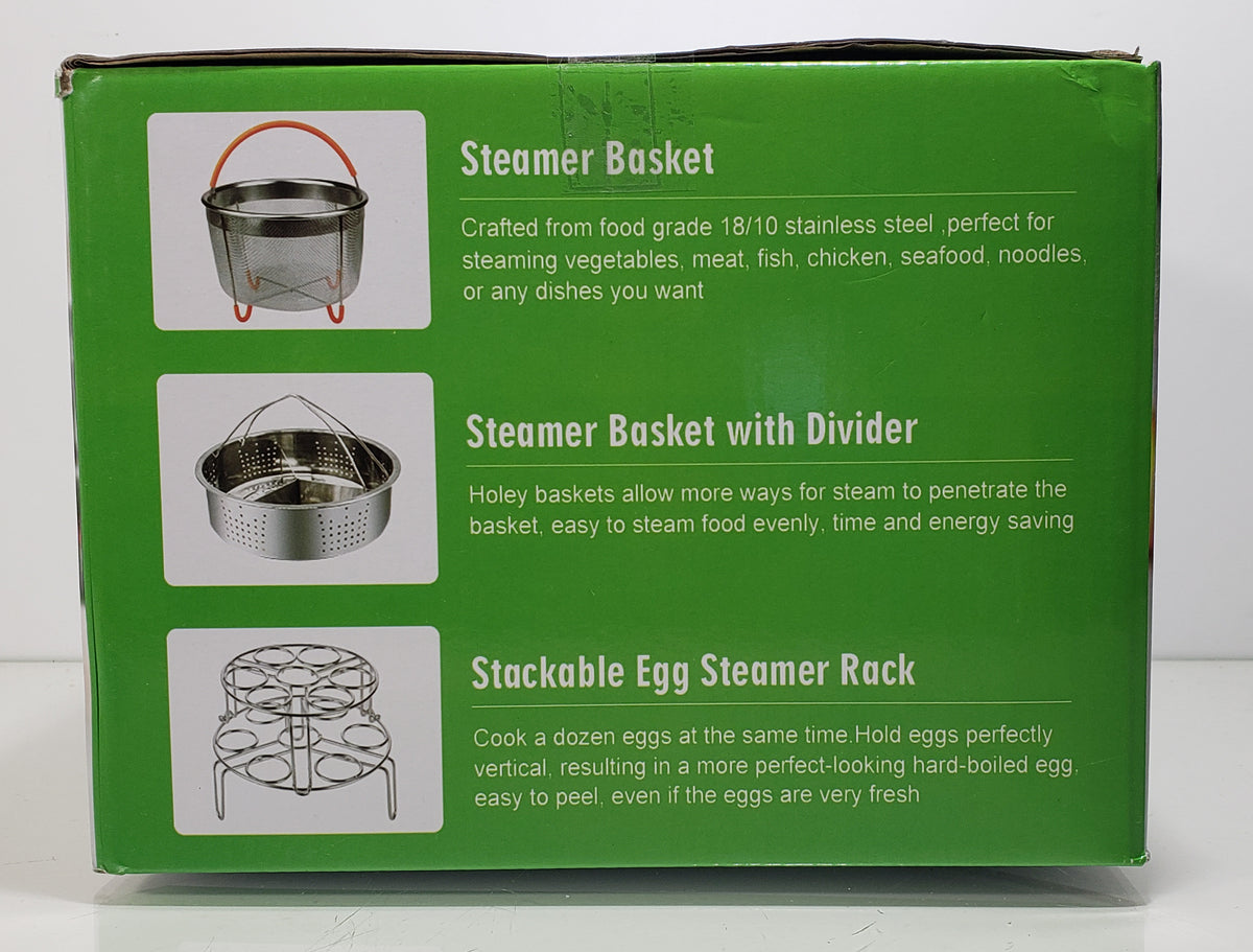 Stainless Steel Pressure Cooker Set Instant Pot 2 Steamer Baskets  Springform Pan Stackable Egg Steamer Rack