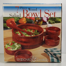 Load image into Gallery viewer, Woodard &amp; Charles 7 Pc Wood Salad Bowl Set
