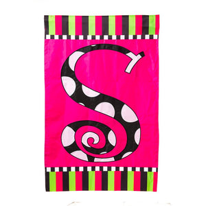 Twirly Curly Monogram Garden Flag Size: 43" H x 29" W, Letter: S - Masolut Superstore