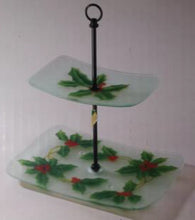 Load image into Gallery viewer, Block Crystal Holly and Berries Two Tiered Tray Set
