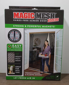 Magic Mesh Double Door- Hands Free Magnetic Screen Door, Fits French & Sliding Doors 75 in x 83 in