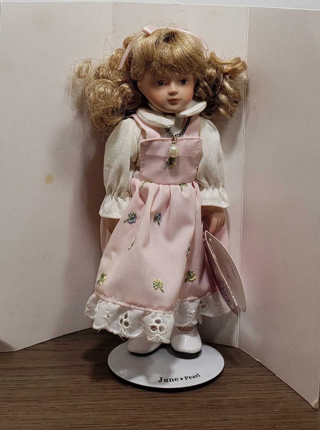 Russ Porcelain Doll of the Month June Pearl Necklace Girl Birthday