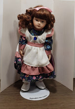 Load image into Gallery viewer, Russ Porcelain Doll of the Month September Blue Sapphire Stone Necklace Girl Birthday
