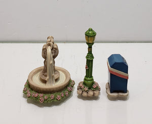 Cherished Teddies………. Mail Box, Light Post, and Water Fountain