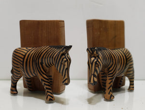 Zerbra Hand Carved Wooden Bookends from Kenya