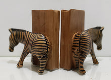 Load image into Gallery viewer, Zerbra Hand Carved Wooden Bookends from Kenya
