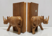 Load image into Gallery viewer, Rhinoceros Hand Carved Wooden Bookends from Kenya
