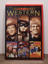 Load image into Gallery viewer, Westerns Classics Triple Feature (Roy Rogers with Dale Evans / The Lone Ranger / Riders of the Whistling Pines)
