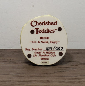 Cherished Teddies "Benji"--Life Is Sweet, Enjoy