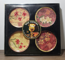 Load image into Gallery viewer, Counter Art Set of 4; Lily Wine Toppers; Hands Free Party Solution!
