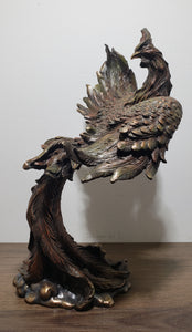 Top Collection 12 Inch Mythical Rising Fire Phoenix Statue in Cold Cast Bronze