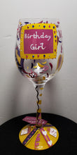 Load image into Gallery viewer, Lolita Birthday Girl Artisan Painted Wine Glass
