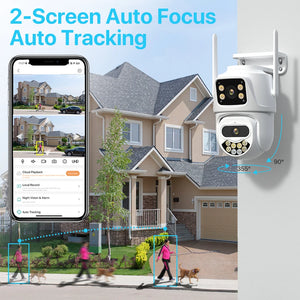 Dual Lens Dual Screen IP Camer 4K 8MP or 4MP HD PTZ WiFi Security Camera