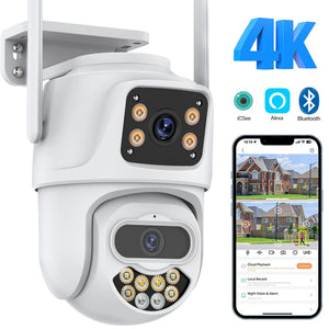 Dual Lens Dual Screen IP Camer 4K 8MP or 4MP HD PTZ WiFi Security Camera