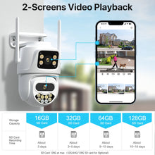 Load image into Gallery viewer, Dual Lens Dual Screen IP Camer 4K 8MP or 4MP HD PTZ WiFi Security Camera
