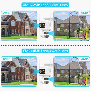 Dual Lens Dual Screen IP Camer 4K 8MP or 4MP HD PTZ WiFi Security Camera