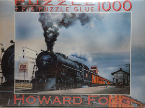 Howard Fogg Big Train Small Town 1000 Piece Puzzle + Fix Glue by F-INK - Masolut Superstore