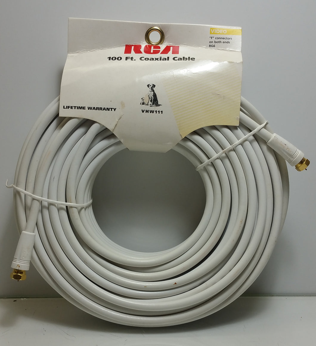 RCA VHW111NV White RG-6 Coaxial Cable With Ends (100 feet) - Masolut Superstore