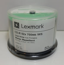 Load image into Gallery viewer, Lexmark CD-R 700MB 52X DataLifePlus White Inkjet Printable - 50pk Spindle - Masolut Superstore
