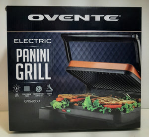 Ovente Electric Indoor Panini Press Grill with Non-Stick Double Flat Cooking Plate & Removable Drip Tray - Masolut Superstore