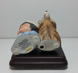 Peaceful Comrades Bust Figurine, Native American Child with Fox Gregory Perillo