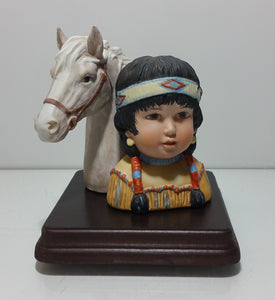Kindred Spirits Bust Figurine, Native American Child with Horse Gregory Perillo
