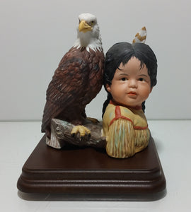 Brave and Free Bust Figurine, Native American Child with Eagle Gregory Perillo