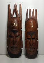 Load image into Gallery viewer, 2 African Teak Wood Hand Carved Wooden Mask
