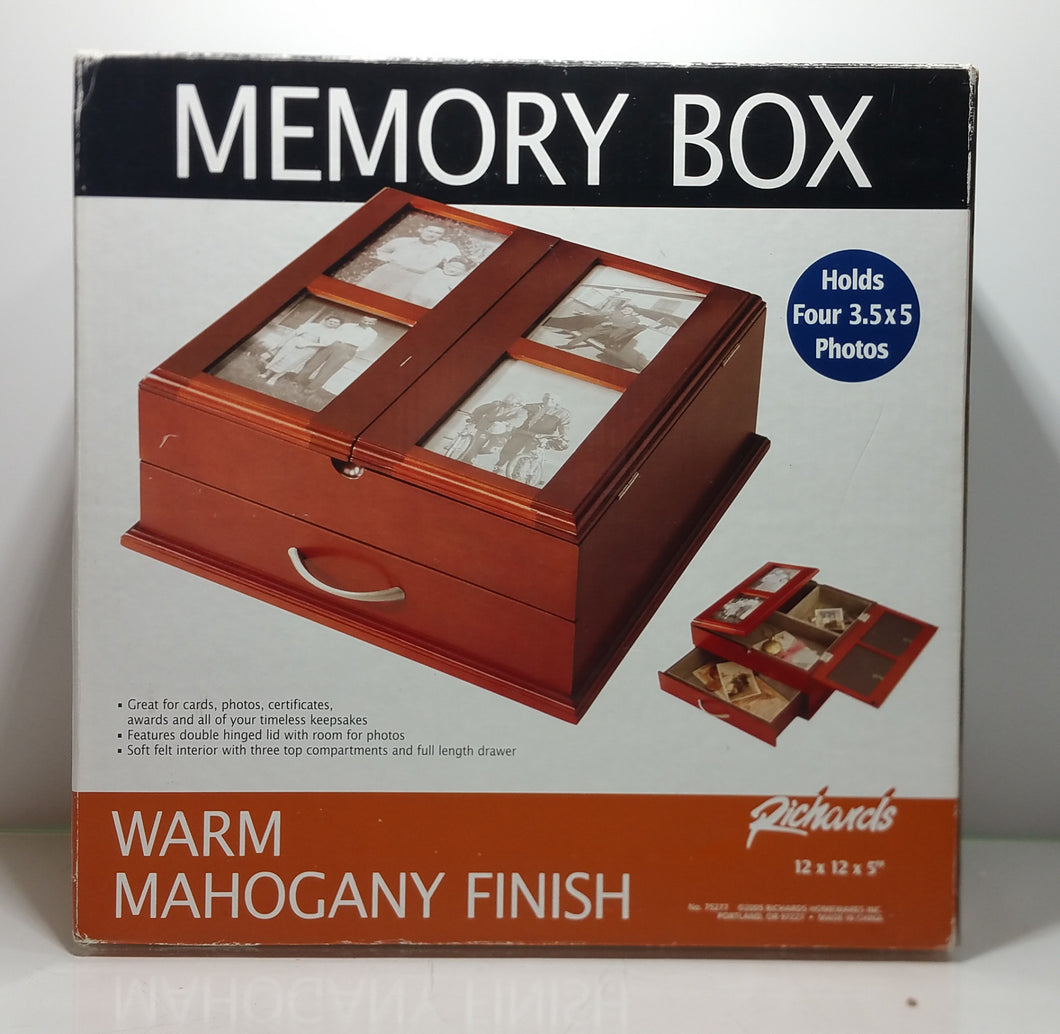 Richards Warm Mahogany Finish Memory Box Jewelry Box