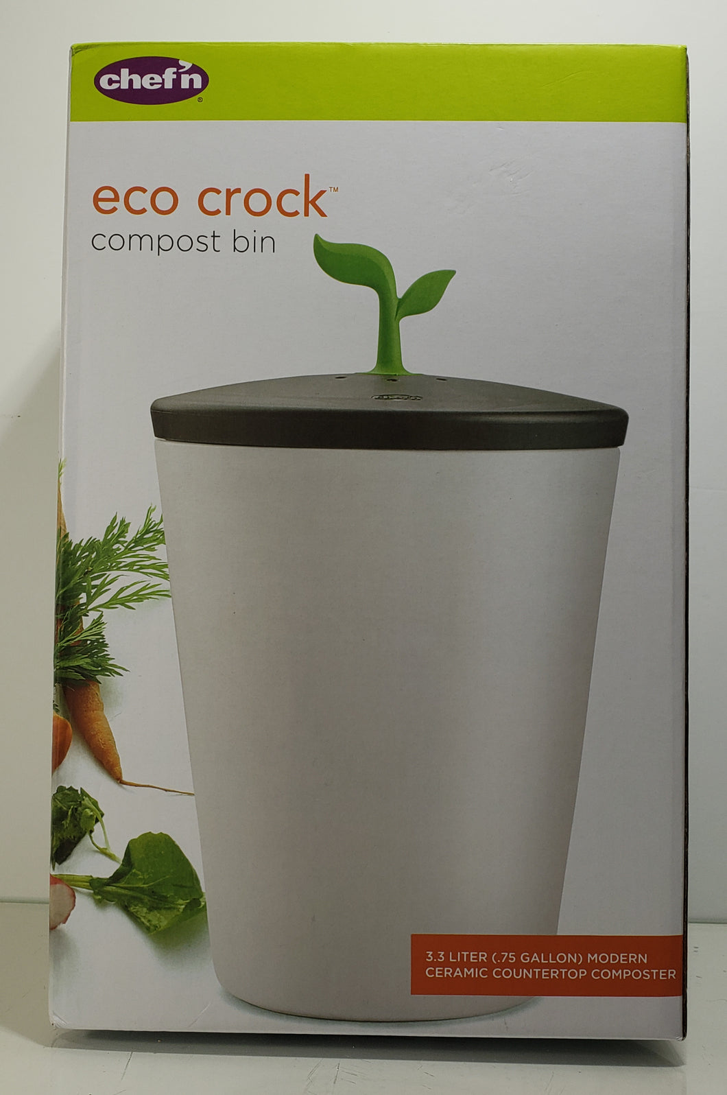Chef'n 401-420-120 EcoCrock Counter Compost Bin Black and White 3.3 liter 1