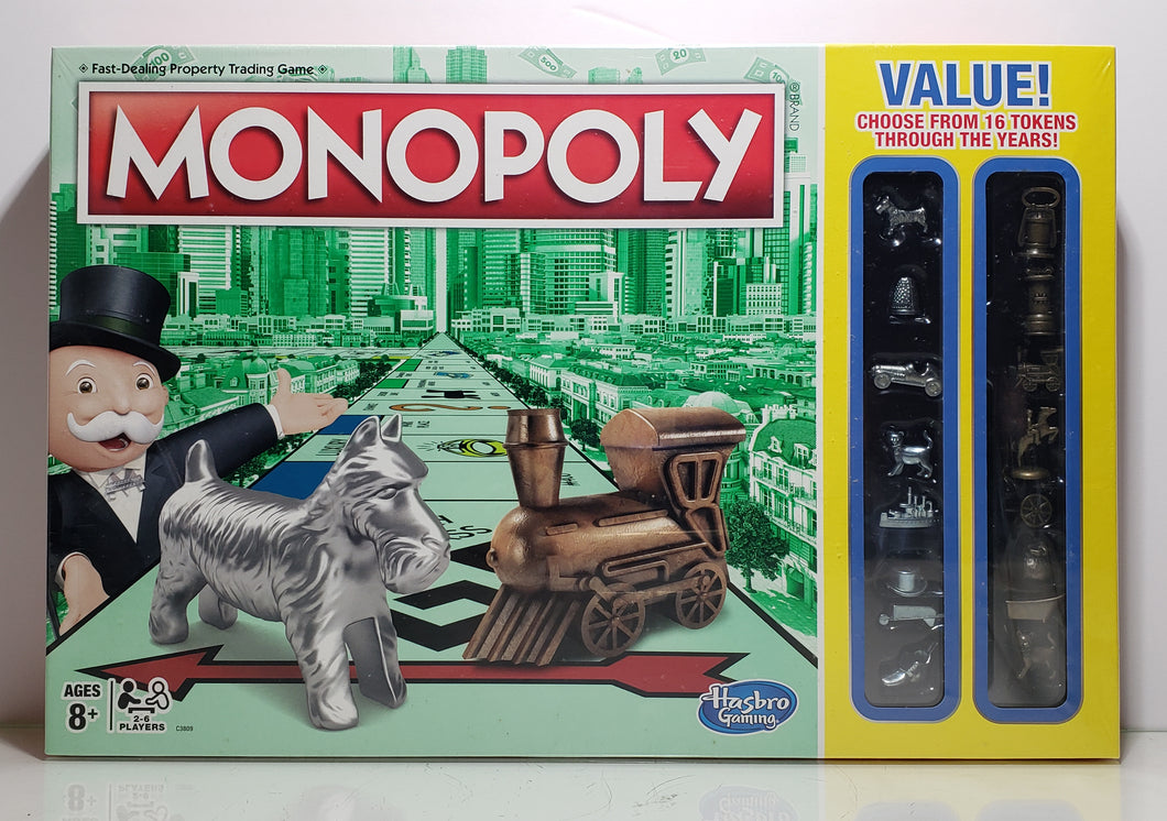Monopoly 2017 Traditional Look Board Game with Bonus 16 Different Tokens Including Thimble, Boot and Wheelbarrow!