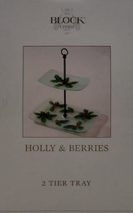 Block Crystal Holly and Berries Two Tiered Tray Set
