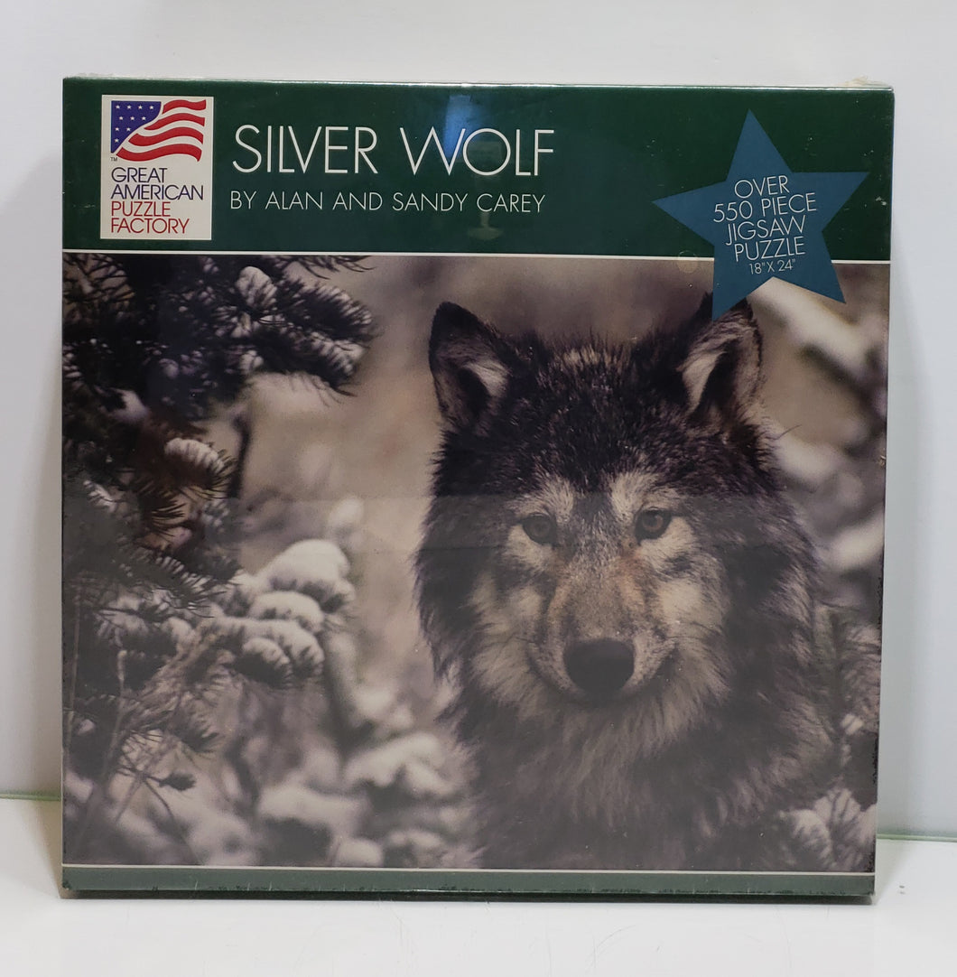Silver Wolf Over 550 Piece Jigsaw Puzzle Great American Puzzle Factory New!