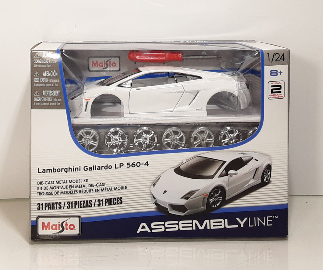 Maisto 1:24 Scale Assembly Line Lamborghini Gallardo LP 560-4 Diecast Model Kit, White