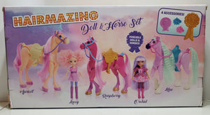 Xterme Play Hairmazing Poseable Dolls & Horse 15 pc Set