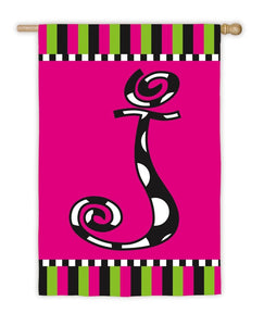 Twirly Curly Monogram Garden Flag Size: 43" H x 29" W, Letter: J - Masolut Superstore