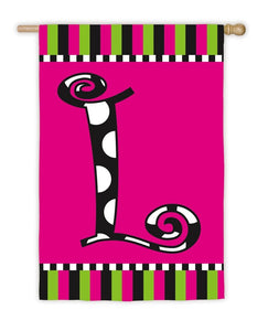 Twirly Curly Monogram Garden Flag Size: 43" H x 29" W, Letter: L - Masolut Superstore