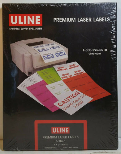 Uline Premium Laser Labels - White, 4